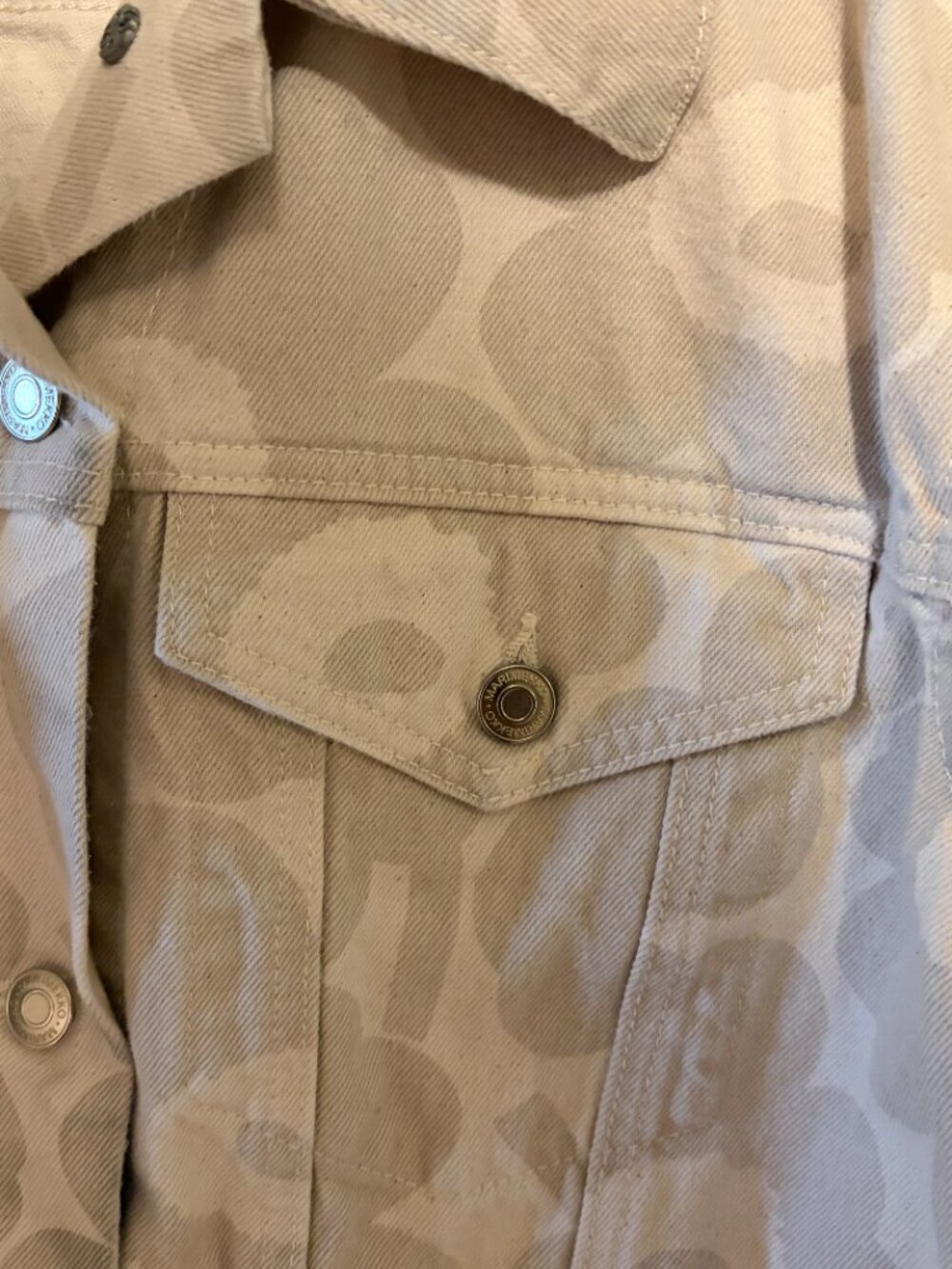 Marimekko Sarpio Unikko Beige Floral Denim Jacket Size Small - Picture 3 of 4